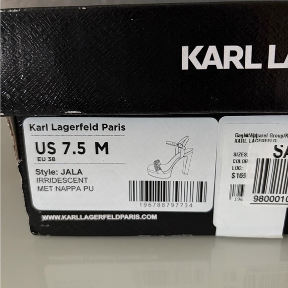 Karl Lagerfeld “Jala” Embellished Ankle-Strap Platform Sandals, Women’s Sz 7.5 - Picture 12 of 12